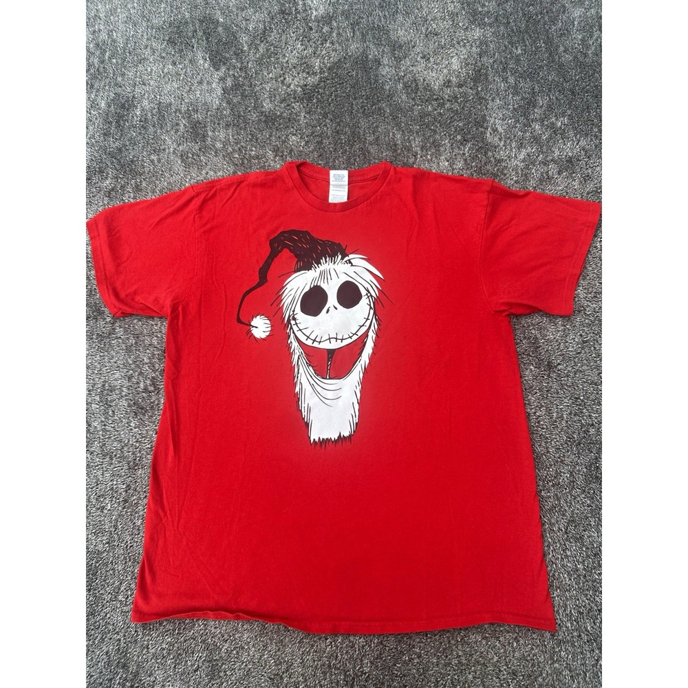 Nightmare Before Christmas Jack Skellington Santa T Shirt Mens XL Red Graphic